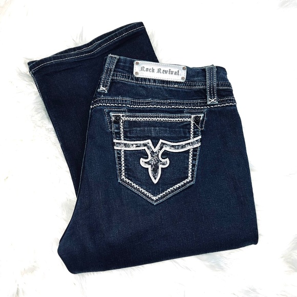 🚫SOLD!👖|•ROCK REVIVAL•| STUNNING Jacklyn Easy Boot Jeans Plus Size 36👖 - Picture 3 of 12